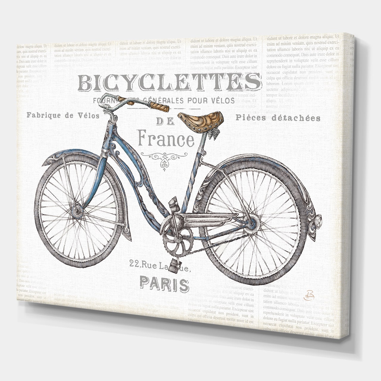 Designart - Paris France Bicycles - Vintage Transportation Premium Canvas Wall Art